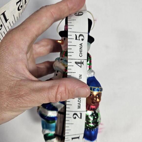 Old World Christmas Glass Snowman And Children Ornament. 6" - Picture 6 of 6